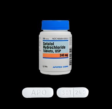 Sotalol HCl 240 mg Tablets by Apotex - Beta-Blocker for Arrhythmias, Bottle of 100