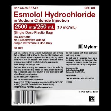 Esmolol Hydrochloride in Sodium Chloride 10 mg/mL IV Solution in Flexible Bag 250 mL by Mylan Pharmaceuticals