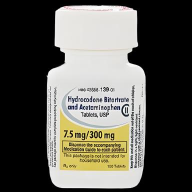 Hydrocodone Bitartrate / Acetaminophen 7.5mg/300mg Tablets - Bottle of 100
