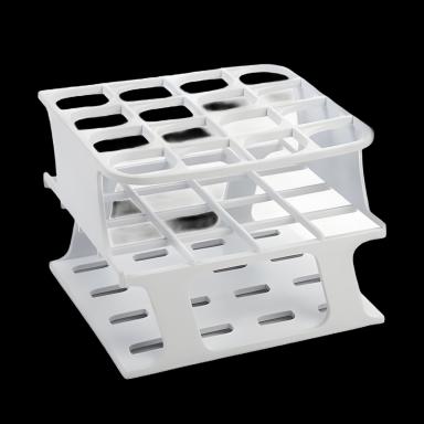 OneRack® Half Size Test Tube Rack, 16-Place, for 10-18 mL Tubes, White, Durable POM