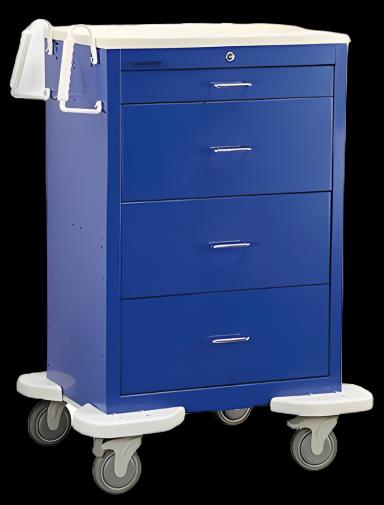 Medication Cart Steel 25 X 32 X 46-1/4 Inch Blue 1 Drawer, 3 Inch / 3 Drawers, 9 Inch