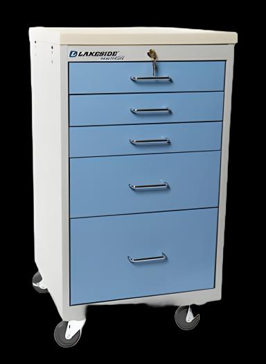 Medication Cart Steel 18 X 18-1/2 X 34 Inch Slate Blue 1 Drawer, 6 Inch / 3 Drawers, 3 Inch / 1 Drawer, 9 Inch