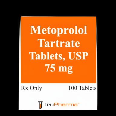Metoprolol Tartrate 75 mg Tablets by Trupharma - 100 Count Bottle