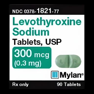 Levothyroxine Sodium 300 mcg Tablets by Mylan Pharmaceuticals - 90 Count Bottle for Thyroid Health