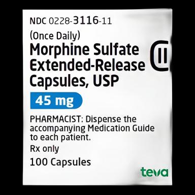 Morphine Sulfate 45 mg Extended-Release Capsules by Teva - Bottle of 100