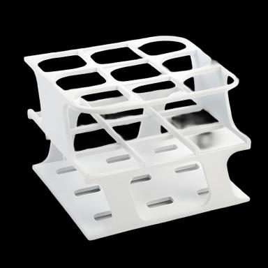 OneRack® Half Size Test Tube Rack, 9 Place, 15-50 mL Tubes, Autoclavable, White