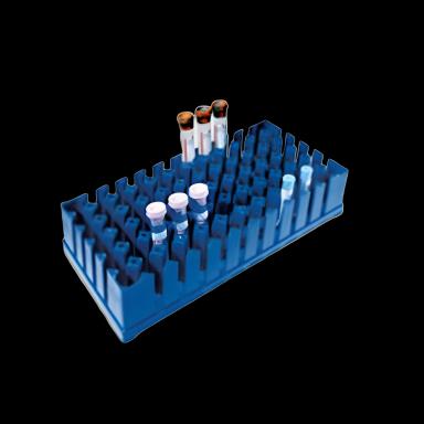 SmoothRack™ 72-Place Test Tube Rack for 10-17mm Tubes - Blue Polypropylene