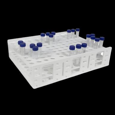 High Capacity Test Tube Rack Mega Racks® 120 Place 18 to 20 mm Tube Size White 3-3/5 X 11-7/8 X 14-7/8 Inch