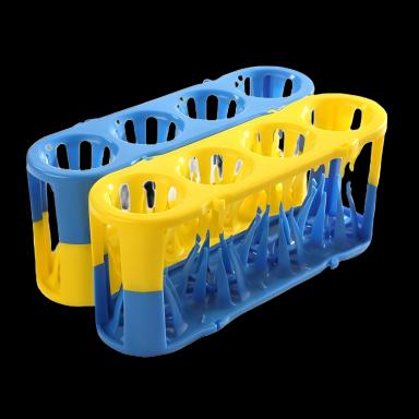 Adapt-A-Rack® Open-Sided Test Tube Rack - 4 Place, 5-50 mL, Blue/Yellow
