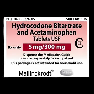 Hydrocodone Bitartrate and Acetaminophen 5mg/300mg Tablets - 500 Count Bottle by SpecGx LLC