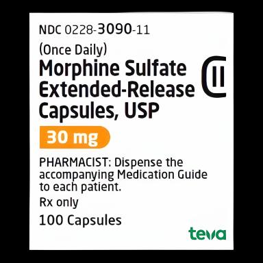 Morphine Sulfate Extended-Release 30 mg Capsules by Teva - 100 Bottle