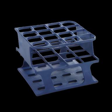 OneRack® Half Size Test Tube Rack, 16-Place, for 10-18 mL Tubes, Blue, Fiberglass-Reinforced POM