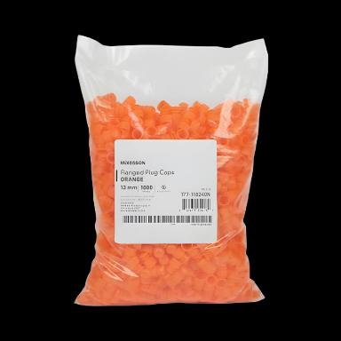 McKesson 13mm Orange Polyethylene Flanged Plug Caps for Blood Drawing & Culture Tubes