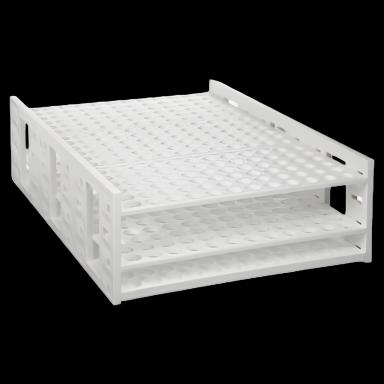 Clinical Test Tube Rack Mega Racks® 216-Place for 5 to 7 mL Tubes, White, Autoclavable, Polypropylene