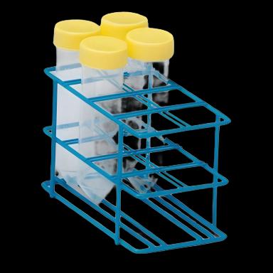 Durable 8-Place 50mL Test Tube Rack - Blue Epoxy-Coated Wire - Autoclavable