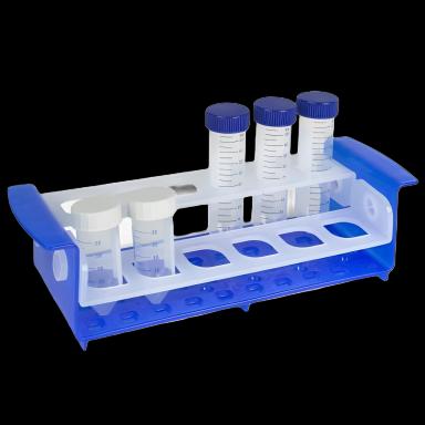 Test Tube Rack OneRack® Multi 6 Place / 20 Place 10 to 30 mm Tube Size Blue / Clear 3 X 4-1/5 X 12-1/5 Inch