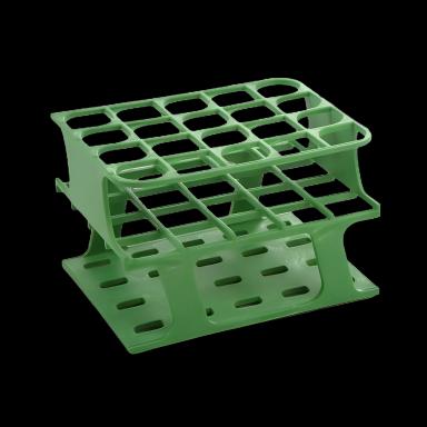OneRack® Half-Size Test Tube Rack, 20-Place, for 10-18mL Tubes, Green, Durable POM