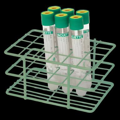 24-Place Half Size Wire Rack Test Tube Rack for 10 mL Tubes - Green, Epoxy-Coated