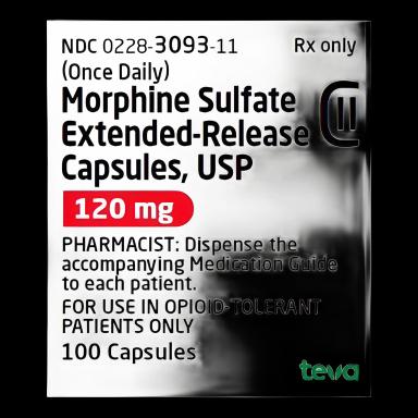 Morphine Sulfate 120 mg Extended Release Capsules - 100 Count Bottle