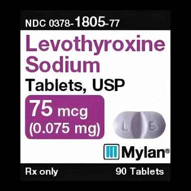 Levothyroxine Sodium 75 mcg Tablets by Mylan Pharmaceuticals - 90 Count