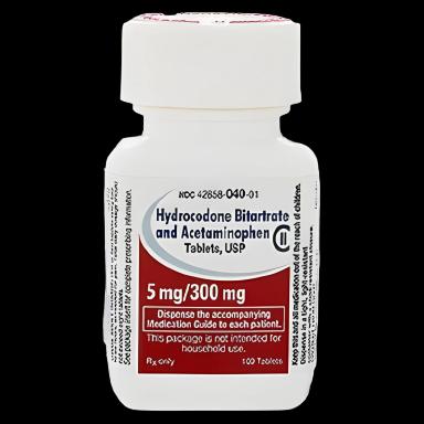Hydrocodone Bitartrate and Acetaminophen 5mg/300mg Tablets - Bottle of 100