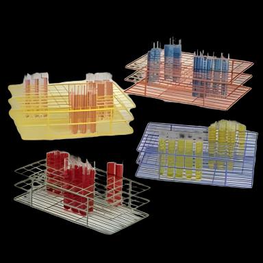 Test Tube Rack Poxygrid® 108 Place 13 to 16 mm Tube Size Blue 2-1/2 X 7-1/2 X 9-1/2 Inch