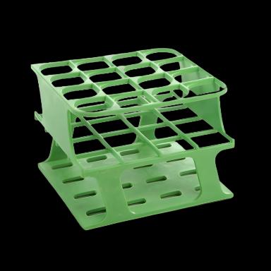 OneRack® Half Size Test Tube Rack, 16-Place, 10-18 mL, Green, Acid-Resistant