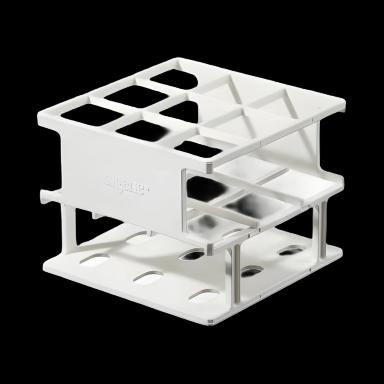 Nalgene Unwire Half Rack Test Tube Rack - 9 Place, 30mm, Autoclavable, Acetal Plastic, White
