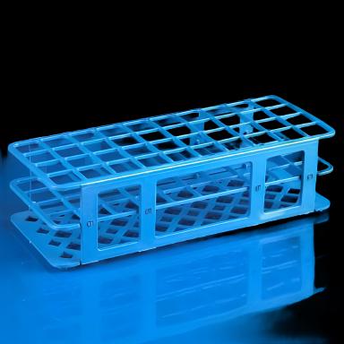 Stacking Test Tube Rack Globe® Scientific 456700 Series 40 Place 25 mm Tube Size Blue 3-1/3 X 4-7/8 X 11-3/5 Inch