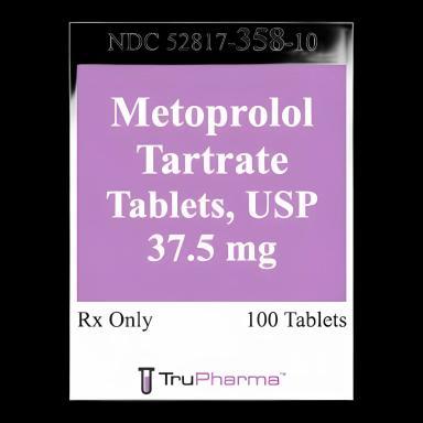 Metoprolol Tartrate 37.5 mg Tablet for Hypertension & Heart Conditions - 100 Count Bottle