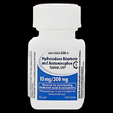 Hydrocodone Bitartrate / Acetaminophen 10mg/300mg Tablets - Bottle of 100