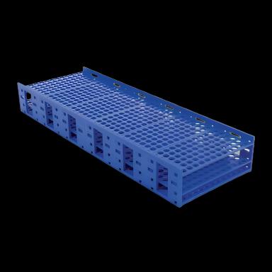 Double-Sided Test Tube Rack Mega Racks® 432 Place for 5 to 7 mL Tubes, Blue - Heathrow Scientific