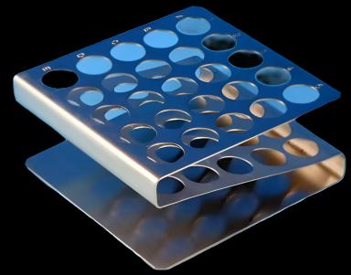 Z-Shape Test Tube Rack Globe® Scientific 25 Place 12 to 13 mm Tube Size Metallic 1-1/2 X 4-1/4 X 4-1/2 Inch